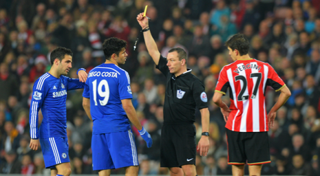 Diego Costa picks up his fifth yellow card of the season